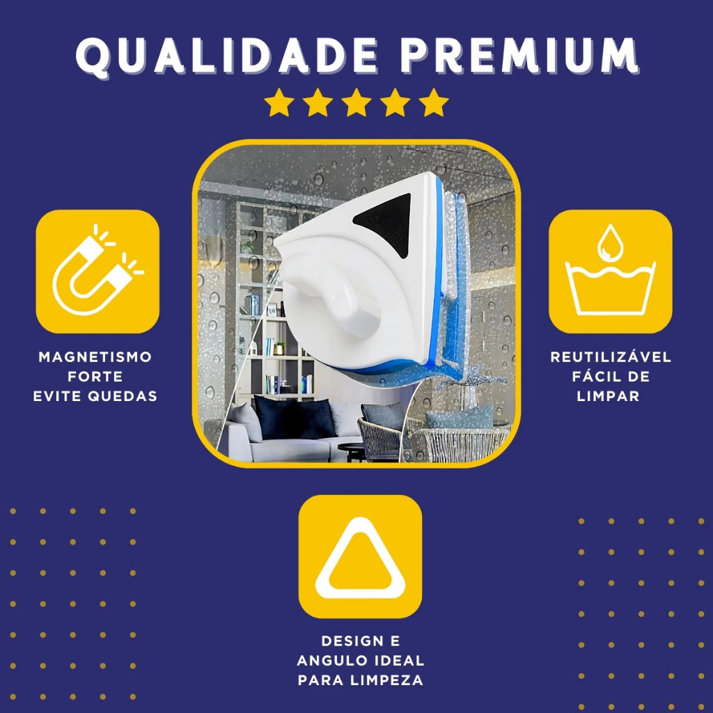 Limpador De Vidro Magnético - Dupla Face C/ Super Imã Mágico