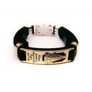 Pulseira Masculina de Couro Sintético com frases religiosas e fecho de aço cirurgico