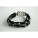 Pulseira Masculina de Couro Sintético com frases religiosas e fecho de aço cirurgico