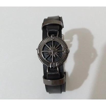 Pulseira Masculina de Couro Sintético com frases religiosas e fecho de aço cirurgico