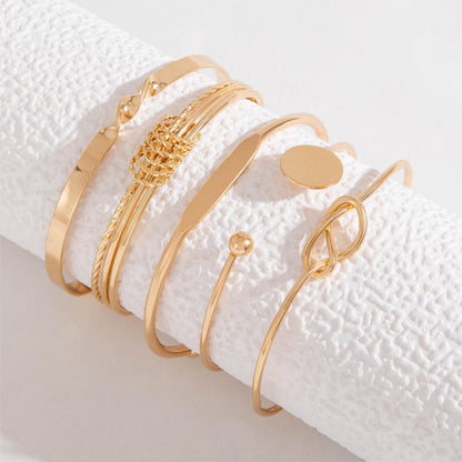 Conjunto de 5 peças Conjunto Geométrico Moda Geométrico de Círculo Torcido Lucky Bracelet