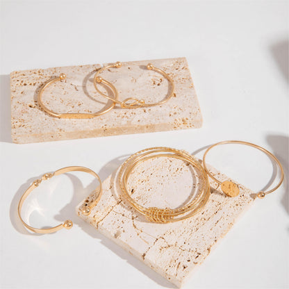 Conjunto de 5 peças Conjunto Geométrico Moda Geométrico de Círculo Torcido Lucky Bracelet