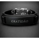 Pulseira Masculina de Couro Sintético com frases religiosas e fecho de aço cirurgico