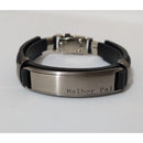 Pulseira Masculina de Couro Sintético com frases religiosas e fecho de aço cirurgico