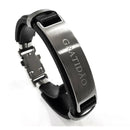 Pulseira Masculina de Couro Sintético com frases religiosas e fecho de aço cirurgico