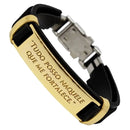 Pulseira Masculina de Couro Sintético com frases religiosas e fecho de aço cirurgico