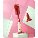 Escova Para Lavar Mamadeira Bico Copo Canudo 3pçs Silicone