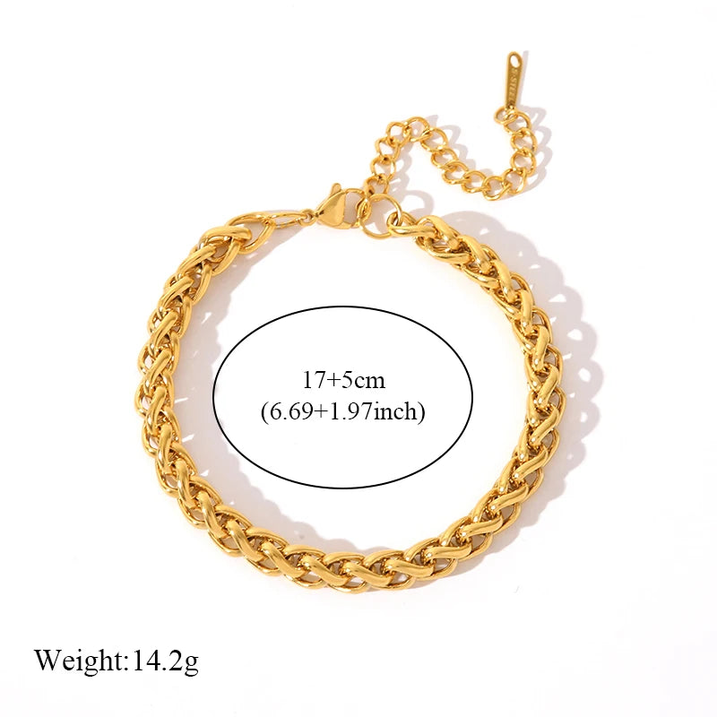 EILIECK-Pulseira de aço inoxidável torcida para mulheres, corrente de pulso banhada a ouro 18k, presente impermeável para joias, braceletes de festa
