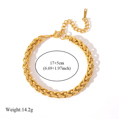 EILIECK-Pulseira de aço inoxidável torcida para mulheres, corrente de pulso banhada a ouro 18k, presente impermeável para joias, braceletes de festa