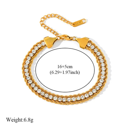 EILIECK-Pulseira de aço inoxidável torcida para mulheres, corrente de pulso banhada a ouro 18k, presente impermeável para joias, braceletes de festa