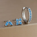 Brincos de argola em aço inoxidável para mulheres, brinco de flor de zircão, bifurcação de cartilagem, cor dourada, simples, 3 peças