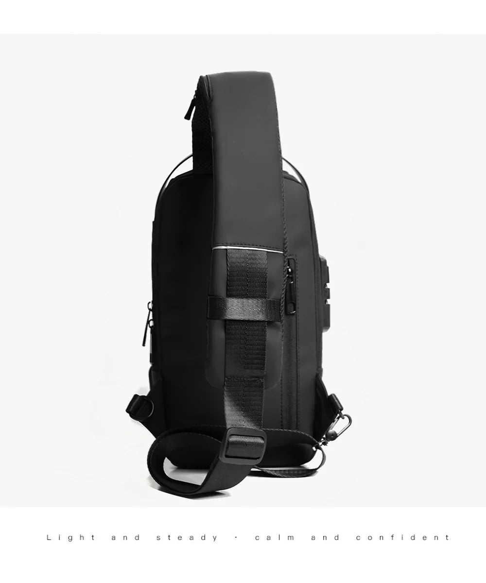 Bolsa de peito antifurto masculina, bolsa de ombro com carregamento usb, pacote crossbody, escola, curta viagem, mensageiro, oxford, pacote de estilingue