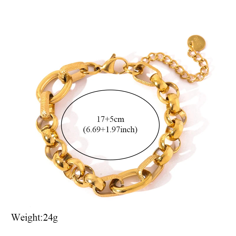 EILIECK-Pulseira de aço inoxidável torcida para mulheres, corrente de pulso banhada a ouro 18k, presente impermeável para joias, braceletes de festa