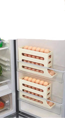 Caixa de armazenamento de ovos de 4 camadas, rolo de ovo deslizante automático, porta lateral do geladeira, dispositivo especial de acabamento de bandeja de ovos para manter fresco