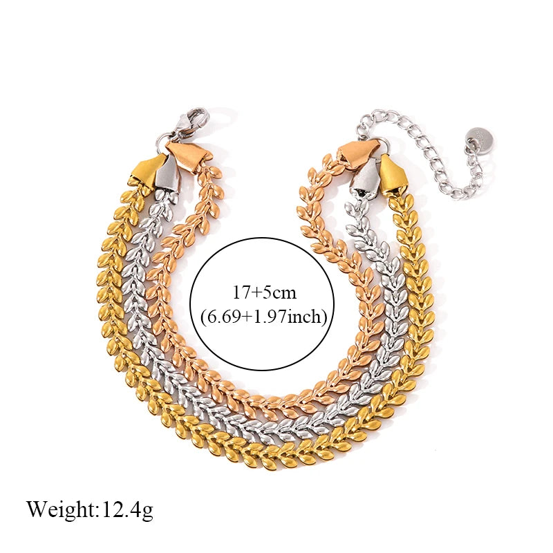 EILIECK-Pulseira de aço inoxidável torcida para mulheres, corrente de pulso banhada a ouro 18k, presente impermeável para joias, braceletes de festa