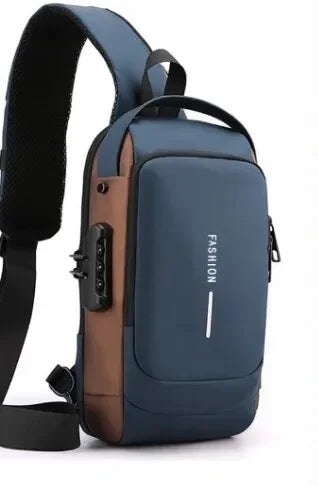 Bolsa de peito antifurto masculina, bolsa de ombro com carregamento usb, pacote crossbody, escola, curta viagem, mensageiro, oxford, pacote de estilingue