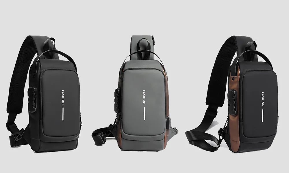 Bolsa de peito antifurto masculina, bolsa de ombro com carregamento usb, pacote crossbody, escola, curta viagem, mensageiro, oxford, pacote de estilingue