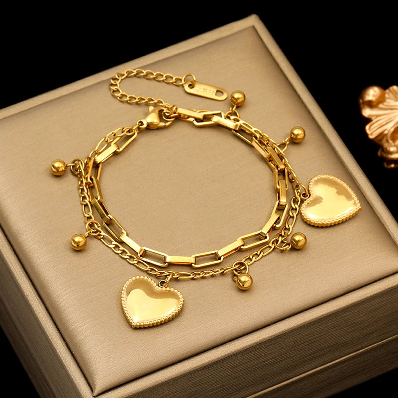 EILIECK-Pulseira de aço inoxidável torcida para mulheres, corrente de pulso banhada a ouro 18k, presente impermeável para joias, braceletes de festa