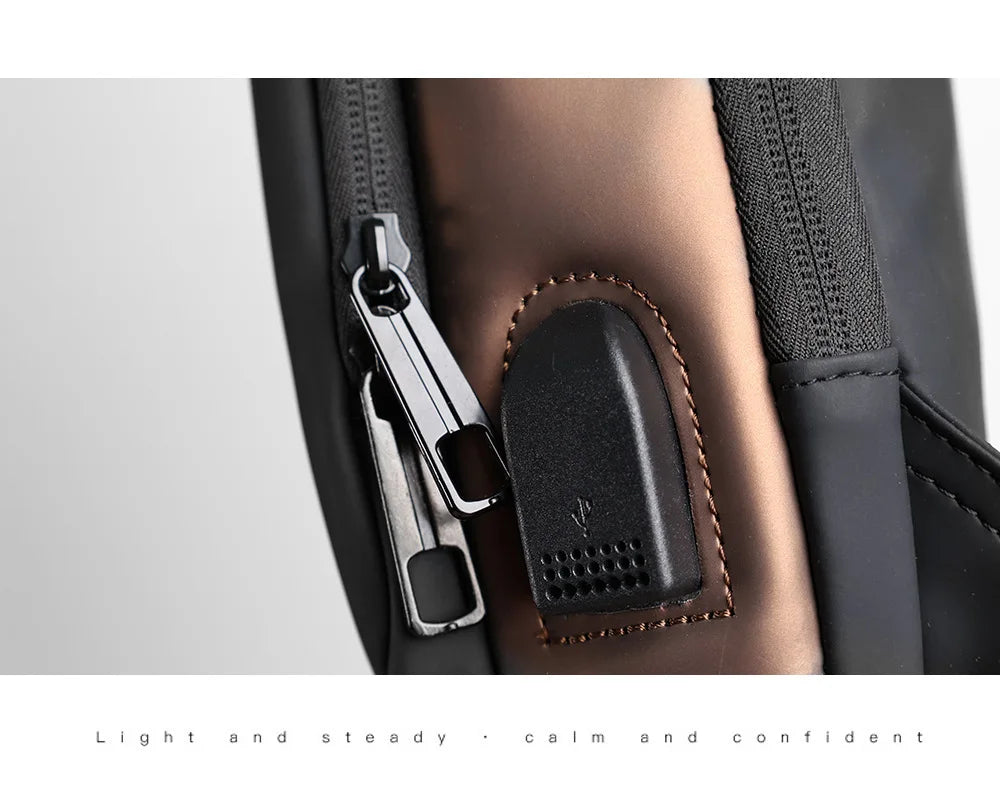 Bolsa de peito antifurto masculina, bolsa de ombro com carregamento usb, pacote crossbody, escola, curta viagem, mensageiro, oxford, pacote de estilingue