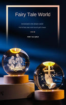 Luz noturna única de bola de cristal 3D de Jesus com base de LED de madeira, bola de cristal esculpida em 3D criativa, presente artesanal por atacado, perfeito para