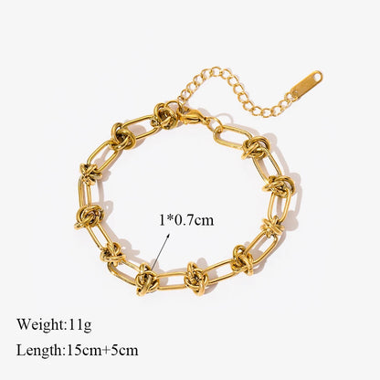 EILIECK-Pulseira de aço inoxidável torcida para mulheres, corrente de pulso banhada a ouro 18k, presente impermeável para joias, braceletes de festa