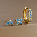 Brincos de argola em aço inoxidável para mulheres, brinco de flor de zircão, bifurcação de cartilagem, cor dourada, simples, 3 peças