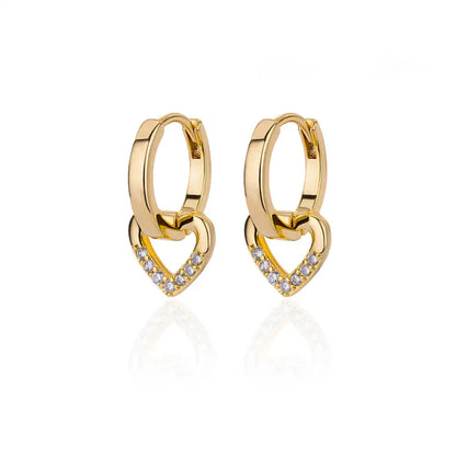 Brincos de coração de zircônia oca para mulheres, aço inoxidável, cor dourada, brinco de coração, luxo, casamento, casal, joias, presente, frete grátis