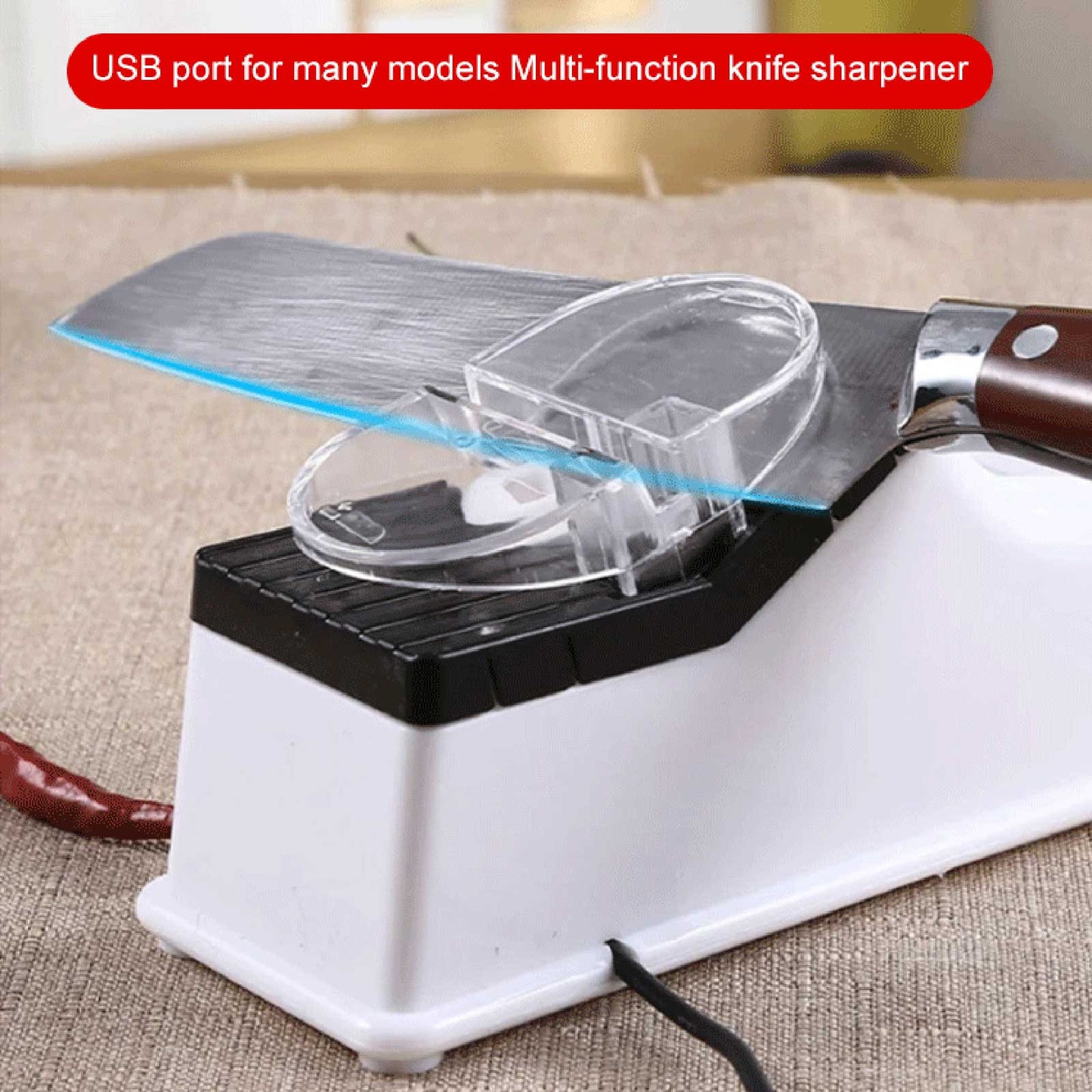 Multifuncional Electric Knife Sharpening Machine, Kitchen Gadget para 5 segundos rápido afiação e polimento