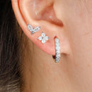 Brincos de argola em aço inoxidável para mulheres, brinco de flor de zircão, bifurcação de cartilagem, cor dourada, simples, 3 peças