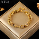 EILIECK-Pulseira de aço inoxidável torcida para mulheres, corrente de pulso banhada a ouro 18k, presente impermeável para joias, braceletes de festa