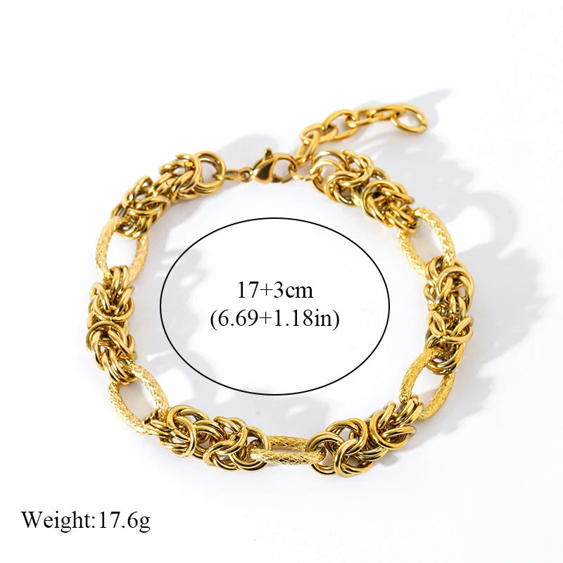 EILIECK-Pulseira de aço inoxidável torcida para mulheres, corrente de pulso banhada a ouro 18k, presente impermeável para joias, braceletes de festa