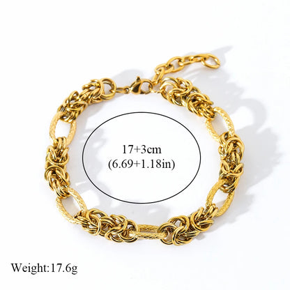 EILIECK-Pulseira de aço inoxidável torcida para mulheres, corrente de pulso banhada a ouro 18k, presente impermeável para joias, braceletes de festa