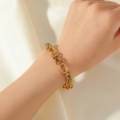 EILIECK-Pulseira de aço inoxidável torcida para mulheres, corrente de pulso banhada a ouro 18k, presente impermeável para joias, braceletes de festa