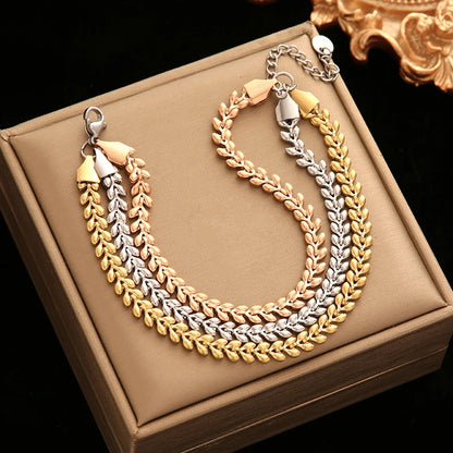 EILIECK-Pulseira de aço inoxidável torcida para mulheres, corrente de pulso banhada a ouro 18k, presente impermeável para joias, braceletes de festa