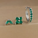 Brincos de argola em aço inoxidável para mulheres, brinco de flor de zircão, bifurcação de cartilagem, cor dourada, simples, 3 peças