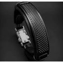 Pulseira Masculina de Couro Sintético com frases religiosas e fecho de aço cirurgico