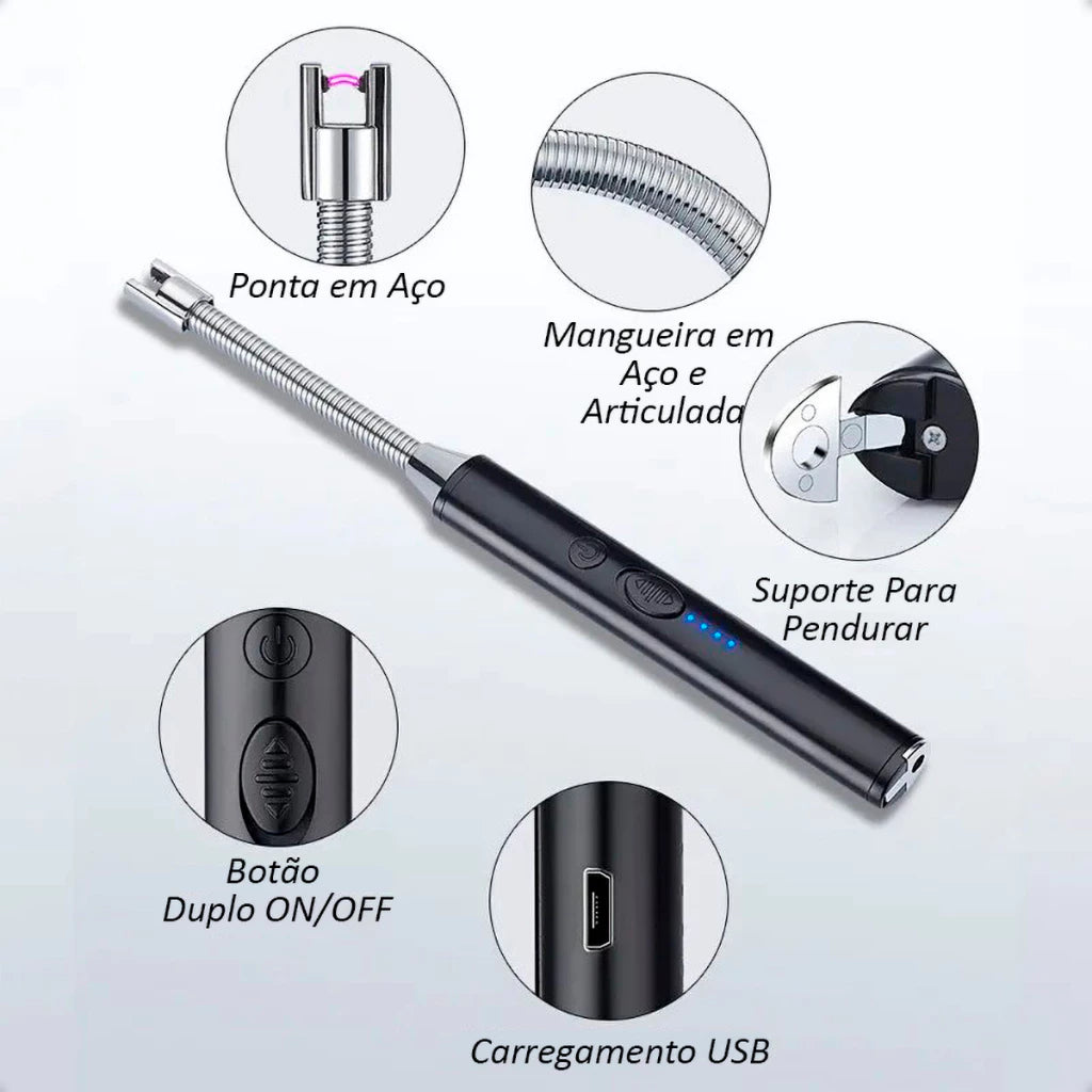 Acendedor Fogão Elétrico Eletrônico Usb Recarregável Luxo