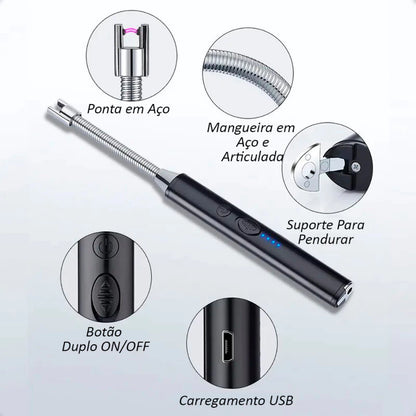 Acendedor Fogão Elétrico Eletrônico Usb Recarregável Luxo