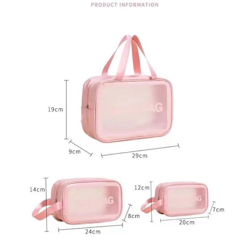 Kit 3 Necessaire Maquiagem Transparente WashBag A Prova De Água