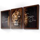 Kit 3 Quadros Decorativos Leão Frase Nunca Foi Sorte Sempre Foi Deus Mosaico Sala Quarto Escritório