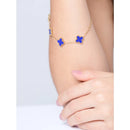 Pulseira de trevo dourado dupla face em aço titânio banhado 18K