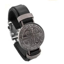 Pulseira Masculina de Couro Sintético com frases religiosas e fecho de aço cirurgico