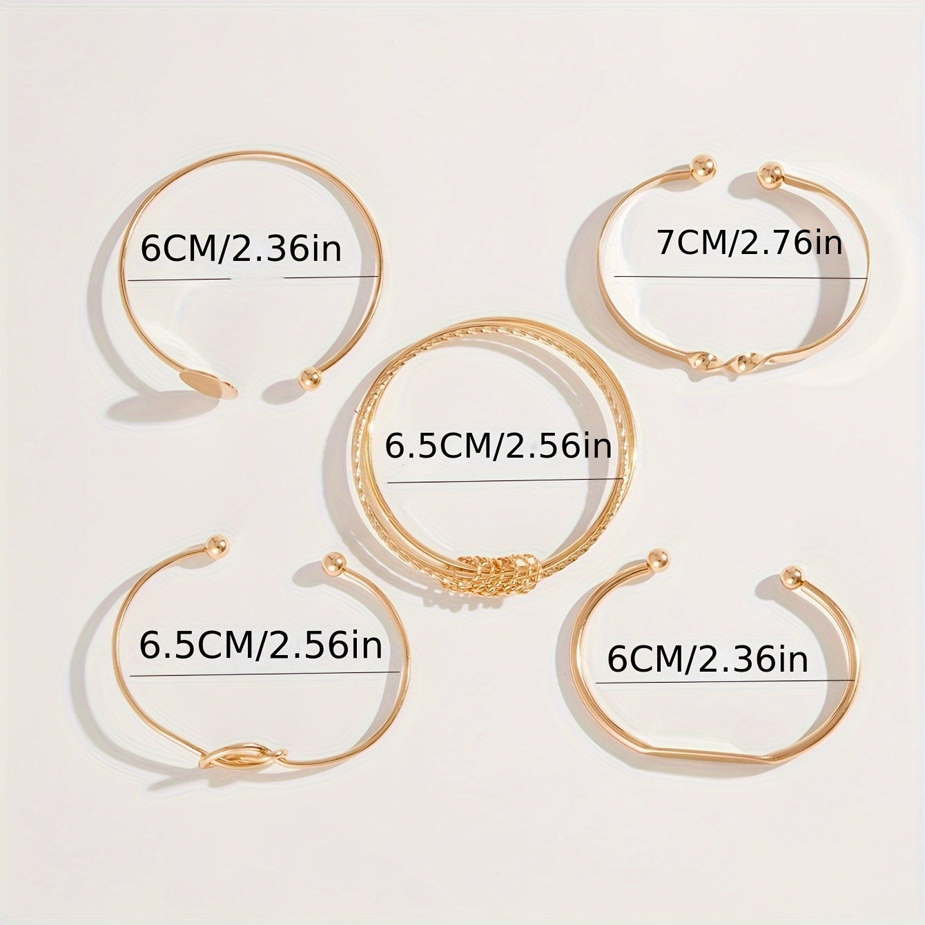 Conjunto de 5 peças Conjunto Geométrico Moda Geométrico de Círculo Torcido Lucky Bracelet