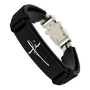 Pulseira Masculina de Couro Sintético com frases religiosas e fecho de aço cirurgico