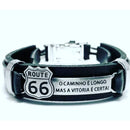 Pulseira Masculina de Couro Sintético com frases religiosas e fecho de aço cirurgico