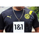 Corrente Masculina Cordão Grumet 70cm Dourado Com Pingente Crucifixo e Pulseira Grossa