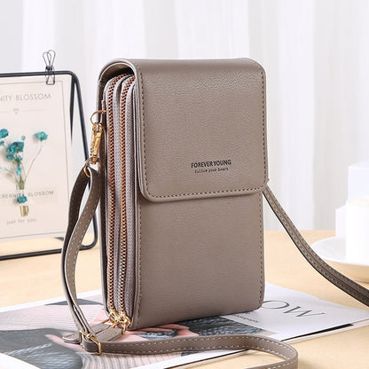 Bolsa Transversal Crossbody Feminina Porta Celular de Couro PU