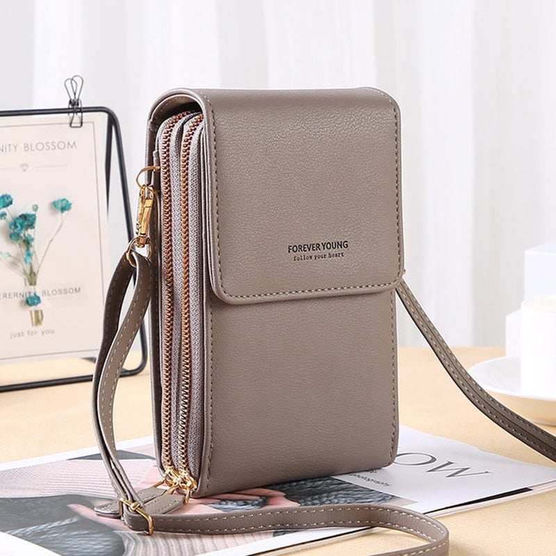 Bolsa Transversal Crossbody Feminina Porta Celular de Couro PU