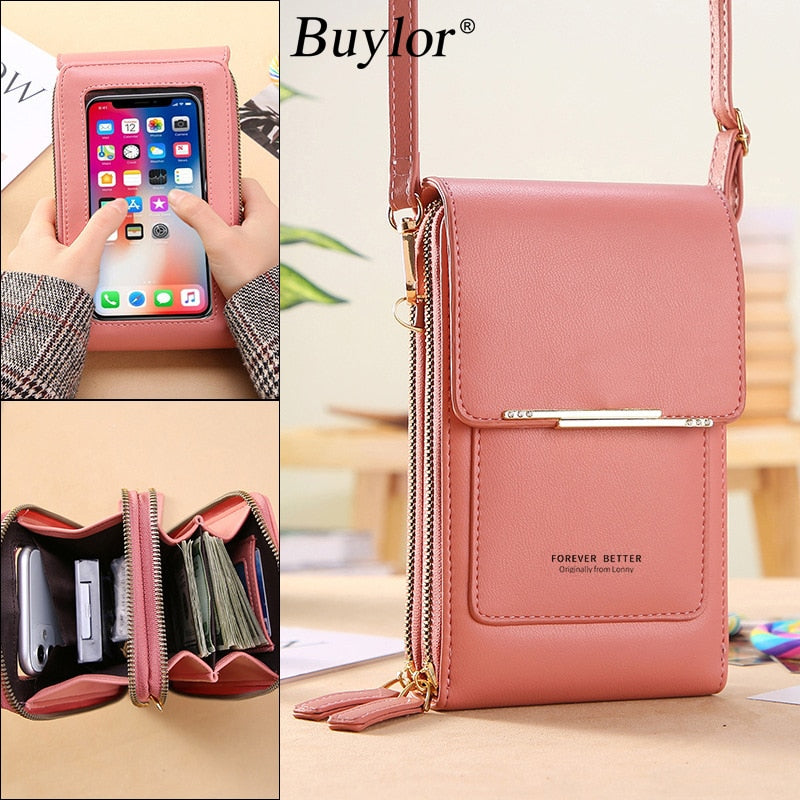 Bolsa Transversal Crossbody Feminina Porta Celular de Couro PU