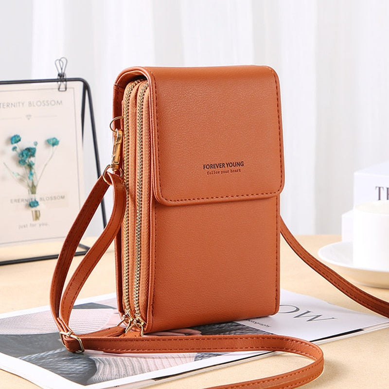 Bolsa Transversal Crossbody Feminina Porta Celular de Couro PU